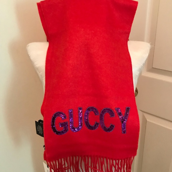 Gucci nwt scarf red/ Gucci yummy with embellished complete with tags $995 - Picture 8 of 9